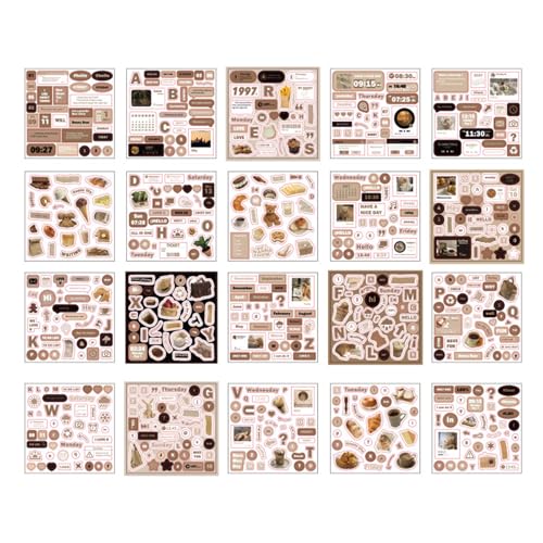 Dekoratives Aufkleberbuch 20 Blatt/Pad Für Journal Notebook Planer Album Verzierungen Collage Sticker Book von Qcbuegof