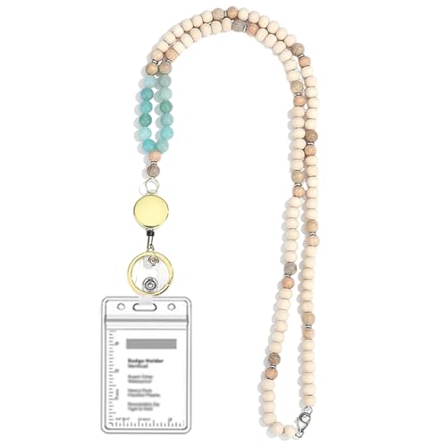 Holzperlen Lanyard Für Abzeichenkartenhalter Und Schlüsseln Versenkbarer Lanyards Schlüsselbund Lanyard Halskette Für Frauen Lehrer Modische Lanyard von Qcbuegof