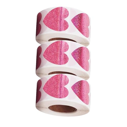 Packung 3 Roll Scrapbooking Buntes Herzaufkleber Für Den Valentinstag Mit Starkem Klebstoff Und Einfaches Entfernen Designs Herzaufkleberkleber Aufkleber von Qcbuegof