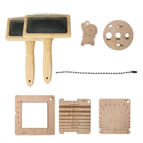 Qcbuegof Holz-Stricklehre, Strickgarn-Lineal, Holzstrick-Lineal, Werkzeug, Wolle, Carder, Nähen, Charm-Set für Strickprojekte, Handcarder für Wolle Qcbuegof Holz-Stricklehre, Strickgarn-Lineal, Holzstrick-Lineal, Werkzeug, Wolle, Carder, Nähen, Charm-Set für Strickprojekte, Handcarder für Wolle von Qcbuegof