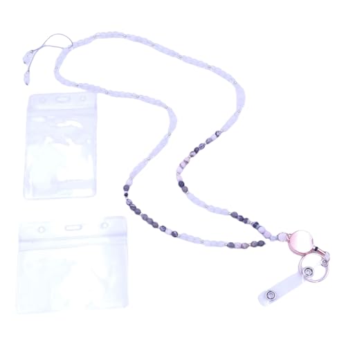 Qcbuegof Holzperlen Lanyard Schöner Halsgurt Abzeichenhalter Mit Kartenhalter Schlüssel Lanyards Lehrer Lanyard Für Schulausweishalter Perlen Lanyard Mit Kartenhalter Halsriemen Für Lehrer Erwachsene von Qcbuegof