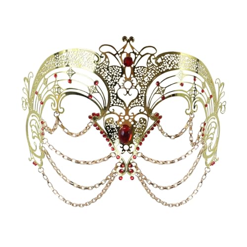 Qcbuegof Metallquasten Maskerade Strass Dekoration Maskerade Auge halbes Gesicht für Frauen Halloween Maskerade Frauen Maskerade Zubehör von Qcbuegof