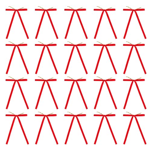 Qcbuegof Set mit 20 Samt-Schleifen für Weihnachtsdekoration, vorgebundener Schmetterlingsknoten mit Bindebändern, Geschenkband, vorgebundene Schleife Qcbuegof Set mit 20 Samt-Schleifen für Weihnachtsdekoration, vorgebundener Schmetterlingsknoten mit Bindebändern, Geschenkband, vorgebundene Schleife von Qcbuegof