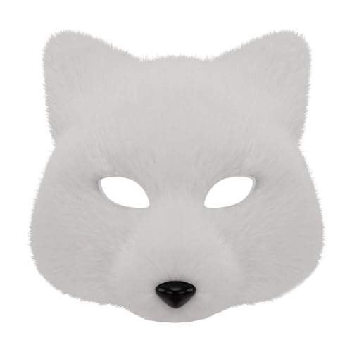 Qcbuegof Tier-Füchse, Wolf, Plüschkatzen, halbes Gesicht, Augenmaske, Cosplay, Halloween, Kostüm-Requisiten für Maskeraden, Karneval, Kunstpelze, Wolfskatzen, Füchse von Qcbuegof