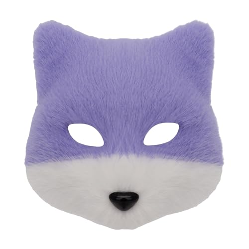 Qcbuegof Tier-Füchse, Wolf, Plüschkatzen, halbes Gesicht, Augenmaske, Cosplay, Halloween, Kostüm-Requisiten für Maskeraden, Karneval, Kunstpelze, Wolfskatzen, Füchse von Qcbuegof