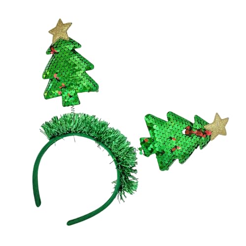 Qcbuegof Weihnachtsdekoration, Weihnachtsbaum-Haarreif mit wendbaren Pailletten, für Partys, Versammlungen, Festivals, Requisiten, Kopfbedeckung, Partygeschenk von Qcbuegof