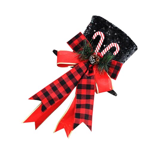 Weihnachtsbaumspitzen, großer Zylinder mit Schleifen, Weihnachtsbaumspitze, Dekoration, Ornamente für Weihnachtsbaum, Weihnachtsbaumspitze, Hut mit Schleifen, saisonale Dekorationen Weihnachtsbaumspitzen, großer Zylinder mit Schleifen, Weihnachtsbaumspitze, Dekoration, Ornamente für Weihnachtsbaum, Weihnachtsbaumspitze, Hut mit Schleifen, saisonale Dekorationen von Qcbuegof
