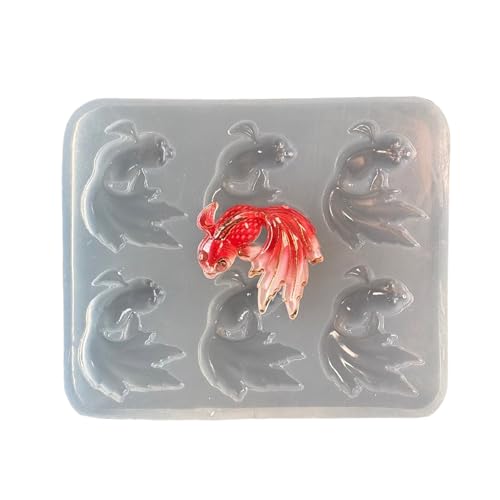 Wiederverwendbare Silikonform mit Goldfisch-Schlüsselanhängern für Epoxidharz, Kristall und Miniatur-Anhänger, leicht zu lösen, Silikon-Bastelform von Qcbuegof