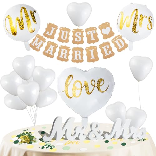 Qcdou Mr & Mrs Deko Hochzeit, 100 Stück konfetti hochzeit, Gold Grün Streudeko, Just Married girlande Deko, Salbei Tischdeko/Hochzeit Buchstaben Folienballon, Hochzeit Dekoration Standesamt Deko Qcdou Mr & Mrs Deko Hochzeit, 100 Stück konfetti hochzeit, Gold Grün Streudeko, Just Married girlande Deko, Salbei Tischdeko/Hochzeit Buchstaben Folienballon, Hochzeit Dekoration Standesamt Deko von Qcdou