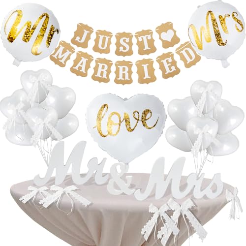 Qcdou Just Married Deko, Mr & Mrs Hochzeit, 100 Stück Konfetti, Gold Grün Streudeko, Salbei Tischdeko, Buchstaben Folienballon, Standesamt Dekoration Qcdou Just Married Deko, Mr & Mrs Hochzeit, 100 Stück Konfetti, Gold Grün Streudeko, Salbei Tischdeko, Buchstaben Folienballon, Standesamt Dekoration von Qcdou