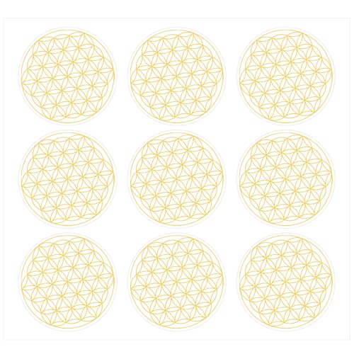 153 Stück Blume des Lebens Aufkleber Selbstklebend – Überzogen, Heißfolienprägung in Gold – 50x50mm – Spirituelle Sticker für DIY, Geschenke & Deko – Wasserdicht & langlebig von QckZee
