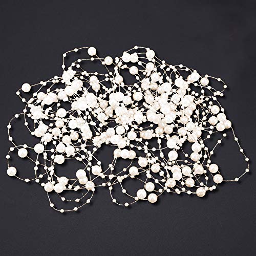 10m Angelschnur Perlen Kette, Bekleidungszubehör, Schneiden ohne Herunterfallen, Heimdekoration, Blumendisplay mit Schnittlänge, ideal für DIY-Projekte, Abs-Material, Multi (Beige) von Qcwwy