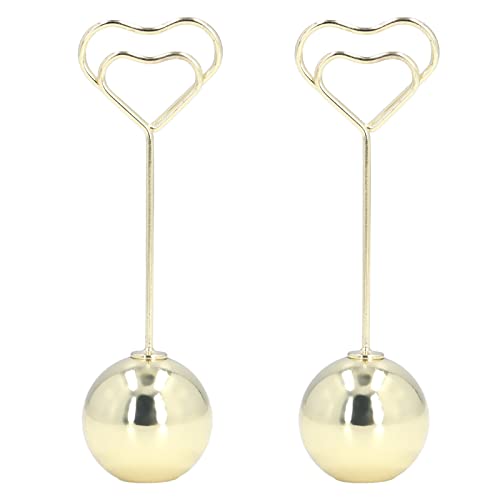 2 Stück Tischnummernhalter für Hochzeit, Herzförmige Kleine Goldene Tischnummerhalter Clipständer Goldene Tischkartenhalter für Hochzeitsempfang, Meetings, Babyparty, von Qcwwy
