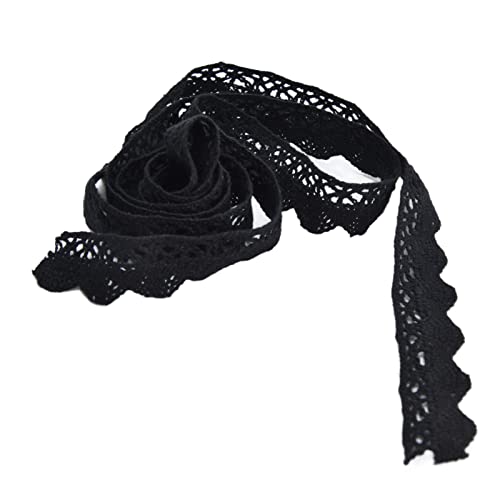 20 Yards Baumwoll -Spitzenband, Elegantes Handwerk Zur Hochzeitsfeier, Geburtstagsdekoration, Geschenkverpackung, 2 Cm Breite Vintage Spitzenband Häkeln Baumwollspitzen -Nähen (BLACK) von Qcwwy