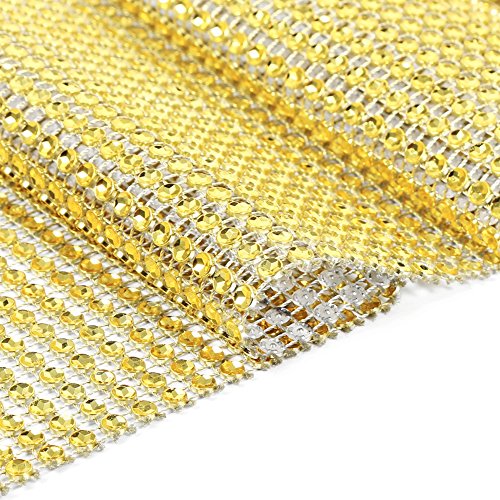 24 Zeilen Mesh Ribbon Cake Roll, Funkelnder Silber- oder Goldband für Kerzenhalter, Kuchenständer, Servietten und Kisten, Vielseitiges mit Elegantem Look, Ideal für Hochzeiten, (GOLD) von Qcwwy