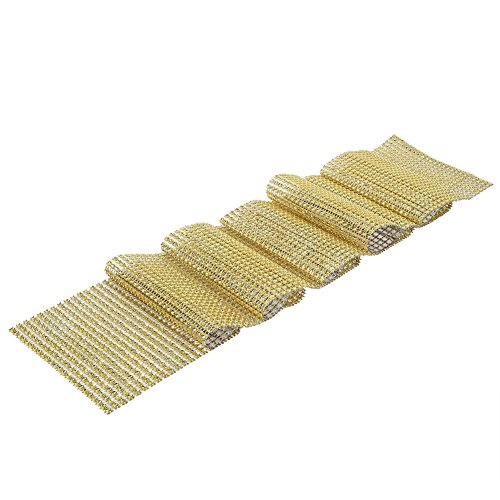 24 Zeilen Mesh Ribbon Cake Roll, Funkelnder Silber- oder Goldband für Kerzenhalter, Kuchenständer, Servietten und Kisten, Vielseitiges mit Elegantem Look, Ideal für Hochzeiten, (GOLD) von Qcwwy