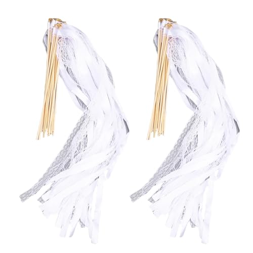 40 PCs Spitzenband, Glänzendes Dekoratives Band mit Glocken Holzstock Stickerei Blumen Nähen Dekor Blumenband Home Ornamente für Hochzeitsfeier Weihnachtsdekoration von Qcwwy