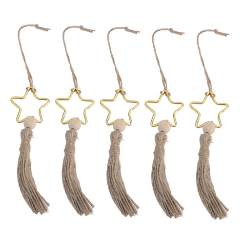 5pcs Star Quaste Hanging Ornamente, Elegantes Jute -Seil Quasten mit Hölzernen Perlen Dekorative Quasten Zum Dekorieren von Wohnzimmerbalkonen Hochzeitsfeiern 5pcs Star Quaste Hanging Ornamente, Elegantes Jute -Seil Quasten mit Hölzernen Perlen Dekorative Quasten Zum Dekorieren von Wohnzimmerbalkonen Hochzeitsfeiern von Qcwwy