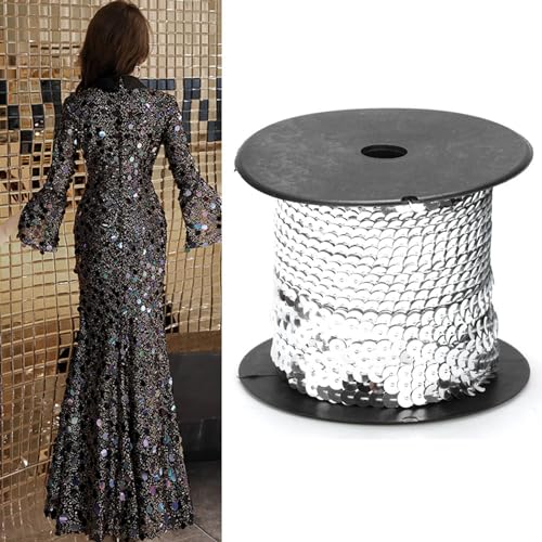 Bekleidungszubehör, Hof Golden/Silber, Kunststoff Harz Paillettenlinie Für Kleidung Handwerk Schuhe 6mm Paillettenschnur 100 (100 meter/rolle #12) von Qcwwy