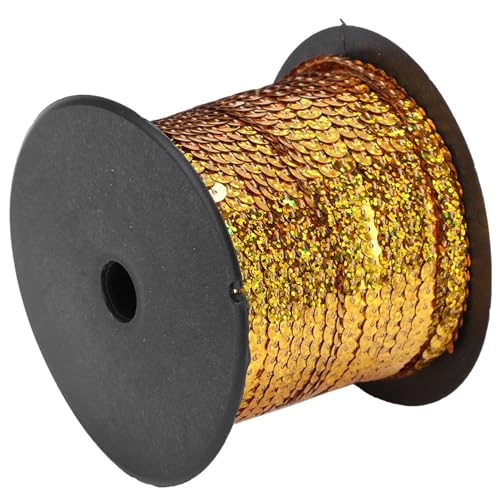 Bekleidungszubehör, Hof Golden/Silber, Kunststoff Harz Paillettenlinie Für Kleidung Handwerk Schuhe 6mm Paillettenschnur 100 (100 meter/rolle #18) von Qcwwy