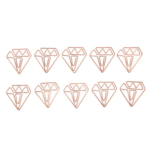 Clips, Kleine Büroklammern, Fotodateien, Dokumentenklemmen für Büro, Schule, Studenten, Sammelalben, Notizbücher, 100 Stück, Rautenförmige Büroklammern, Roségold von Qcwwy