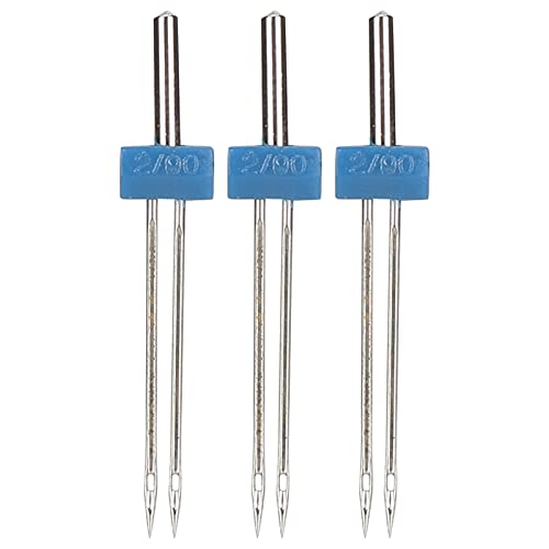 Doppelnadeln aus Edelstahl, 3 Stück, Doppelnadeln, Nähmaschinennadeln, Nähmaschinennadeln, Nähmaschinen-Zubehör (Doppelmaschinennadel, 2 mm, 3 Stück/Beutel) von Qcwwy