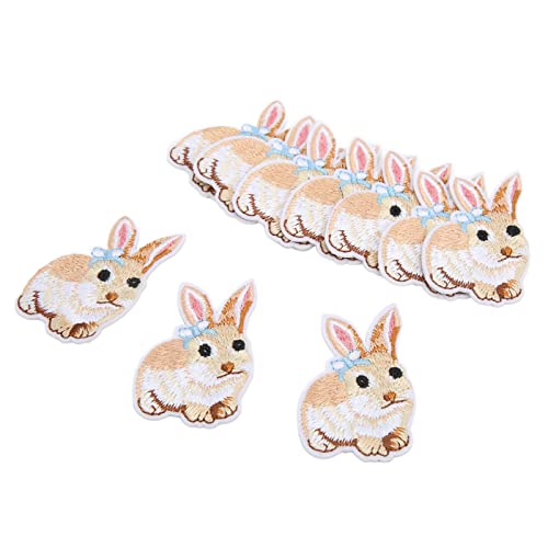Eisen auf Flecken, Niedliche Hasenflecksnähte Bestickte Applikation für DIY, 10 PCs Premium -Baumwolle für Kleidung, Taschen, Geschenke von Qcwwy