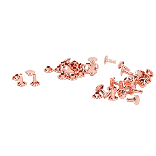 Eisenleder -Doppelkappen Runde Nieten 7x8mm 100 Sets für Punk -Kleidungsschuhe in Roségold von Qcwwy