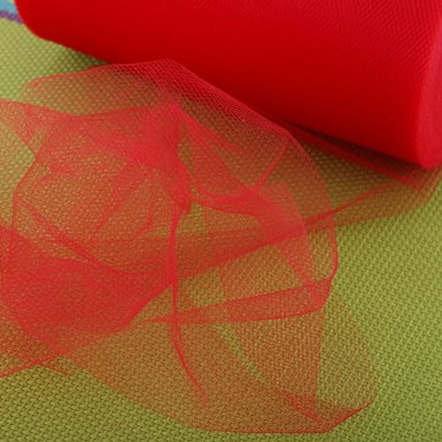 Elegante 100 Yards 15 cm DIY Hochzeit Dekoration Tüll Rolle Spule Kleidung Strickstoff zum Nähen (C17 Rot) von Qcwwy