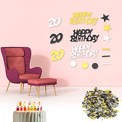 Funkelnde Konfetti-Dekoration für Geburtstagsfeiern, 1500 Stück Tischkonfetti mit Alterszahlen, Sternen und Streifen in Gold, Silber und Schwarz, Ideal für Geburtstage und von Qcwwy
