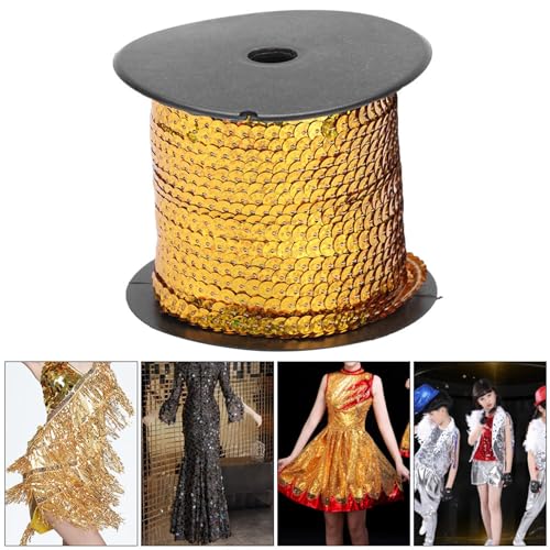 Glitzerkette mit Pailletten, 6 mm, zum Nähen, aus Kunststoff/Kunstharz, 100 Yards für Kleider und Schuhe Glitzerkette mit Pailletten, 6 mm, zum Nähen, aus Kunststoff/Kunstharz, 100 Yards für Kleider und Schuhe von Qcwwy