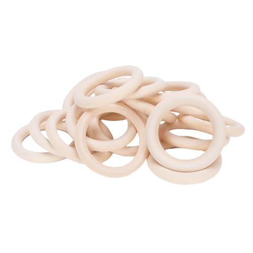 Handgefertigte Holzringe, 20 Stcs Unvollendete Holzringe Malen Verschiedene Designs und Farben Holzbänder für Spitzendekorationen Vorhang Ring Wobbenbeutelgriffe von Qcwwy