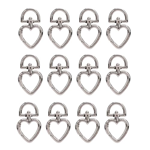 Herzform Drehende Schnalle, Zinklegungsauslöser Federschlüsselringschnalle D -Form Federverschluss Geldbörse Hardware Herzförmiger Keychain -Clip Zum Herstellen von Handtaschen (SILVER) von Qcwwy