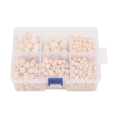 Holzperlen, handgefertigt, Bastelbedarf, 6 verschiedene Größen, Box bemalbar für Armbänder, Halsketten, Holzperlen, Kronleuchter, Dekorationen zu Hause, Party, Weihnachtsbaum von Qcwwy