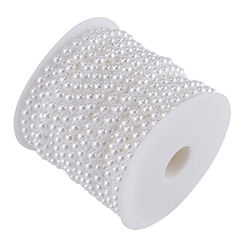 Qcwwy Kettengirlande, 25M/Rolle Perlen Perlen Halbrund Doppel Baumwolllinie Nachahmung für Hochzeit Weihnachtsdekoration Partydekoration(Reines Weiß) von Qcwwy