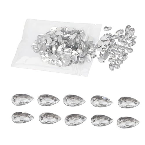 Kristallperlen-Strass-Knöpfe, Basteldekoration, Acrylharz, Tropfknöpfe, 7 x 12 mm, für Bastelarbeiten, Modeschmuck mit Näh-Strass, Schuhdekoration, 200 Stück (weiß) von Qcwwy