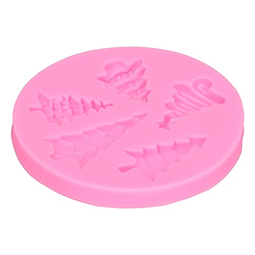 Lebensmittelqualifiziert Silikonrosa Fondantform, Flexibel und Leicht zu Reinigen für Bäckerei Heimküche, Weihnachtsbaumform, Mehrzweckgebrauch (PINK) von Qcwwy