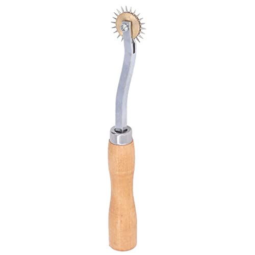 Qcwwy Lederwerkzeuge, Stichmarkierung, Abstandhalter, Nadelspitze, Nachzeichnungsrad, Schnittlinie, Nähen, Nachzeichnen, Radleder - Edelstahl, Holz - Silbergrau - Manuell - 1 Loch - 1 Blatt von Qcwwy