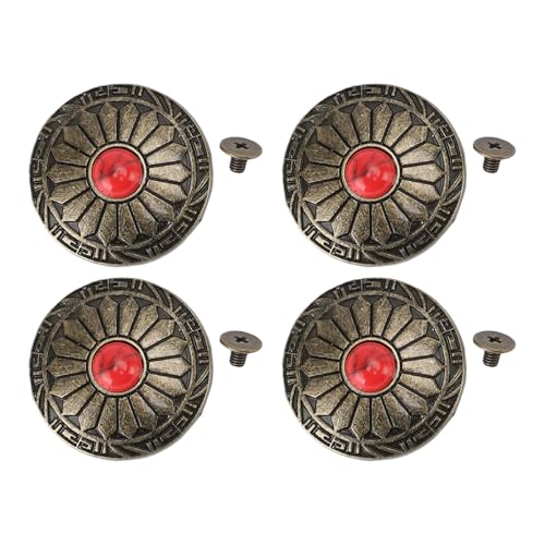 Leichte Vintage Dekorative Schraubenrücknietknöpfe, 10 Sätze Sonnenblumenmuster Rote Türkisknöpfe mit 4,5 Mm Schraube von Qcwwy