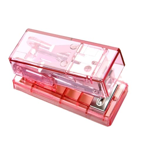 Mini Stapler Ergonomisches Design, Kompakt und Bequem, Vielseitige Verwendung, PVC, Kunststoff, Metall, Schnell und Effizient, Durchscheinender Tragbarer Fingerhüter Tiny Office Hefter mit (PINK) von Qcwwy