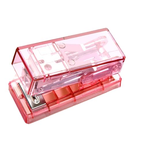 Mini Stapler Ergonomisches Design, Kompakt und Bequem, Vielseitige Verwendung, PVC, Kunststoff, Metall, Schnell und Effizient, Durchscheinender Tragbarer Fingerhüter Tiny Office Hefter mit (PINK) von Qcwwy