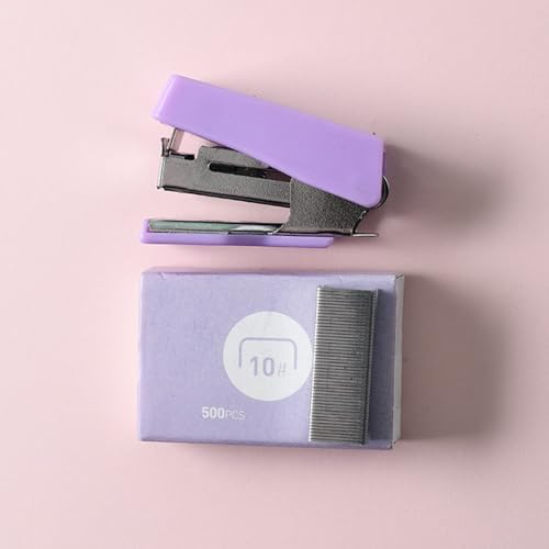 Niedlich Kleiner Mini -Hefter -Set Kompakt und Tragbares Einzigartiges und Lebendiges Design für Büroschulenversorgungen Mini Stapler Set Kompakt und Tragbar (PURPLE) von Qcwwy