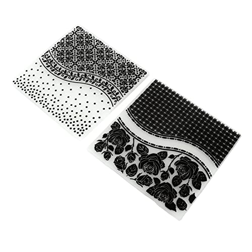 Prägeordner, Kunststoffstrukturvorlagen für die Herstellung von Einladungskarten, Scrapbooking-Vorlagen, Papierprägewerkzeuge, 2 Stück von Qcwwy