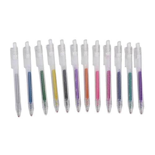 Qcwwy 12 Farbe Retractable Glitter Stifte Set, 1,0 Mm ohne Skip Fine Tipp Sparke Stifte Geeignet für Büroschulenzuweisungen Journaling Malvorlagen Zeichnung von Qcwwy