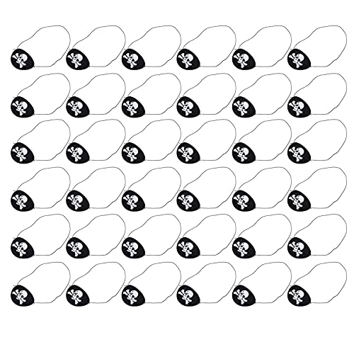 Qcwwy 36pcs Pirate Eye Patch Schwarz Filz Weiße Schädel Halloween Dekoration für Kindergeburtstagsfeier von Qcwwy