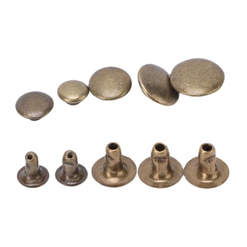 Qcwwy 500 Sets Ledernieten, 5 Größen, Nietenkappe und Nieten, Metallnieten, Reparaturen, Dekoration, Bastelzubehör, Ledernieten, Doppelkappenniete, Röhrenförmige Metallnieten (Bronze) von Qcwwy