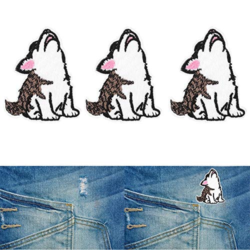 Qcwwy Abneisen Sie Gestickte Pflaster für Kleiderschalbeutel Reparaturdekoration mit Niedlichem Wolf Design Bügeleisen auf Applique Patch 6pcs Wolf Cub DIY -Kleidungszubehör Accessoires (Little Wolf von Qcwwy