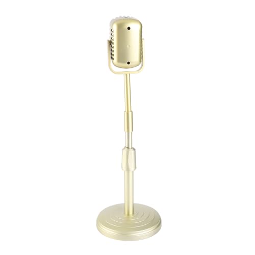 Qcwwy Andere Mikrofonzubehör Retro -Mikrop -Tischverzierung mit Stützstange Antiquitäten Dekor Gefälschte Mikrofonmodell Kostümspielzeug für Halloween Hochzeitsfeier Dekor Mikrofonprops (Gold) von Qcwwy