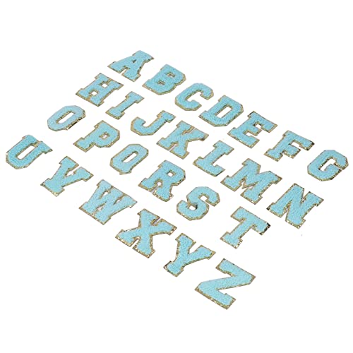 Qcwwy Bügeln auf Buchstaben Patches Set Glitter Border AZ Blue Glitter Trim Sticked Patches für Kleidungsdekoration von Qcwwy