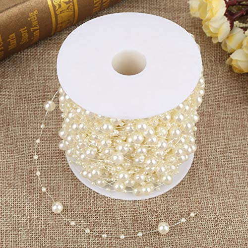 Qcwwy DIY Hochzeitsdekoration mit Perlenperlenrolle, Glänzender Slenssaar, 60 M/Roll - Peachblow (Beige) von Qcwwy